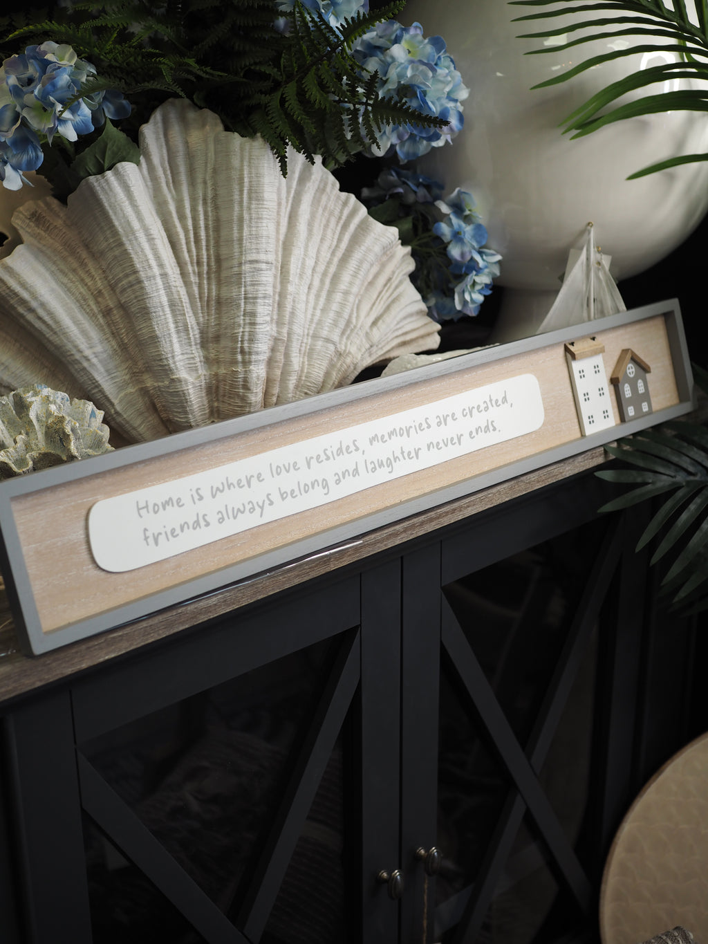 Rectangle grey border wooden sign 'Home is Where Love Resides..'