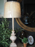 Buffet table lamp with burlap shade