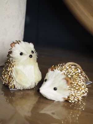 Gold bristle Hedgehog hanging decoration