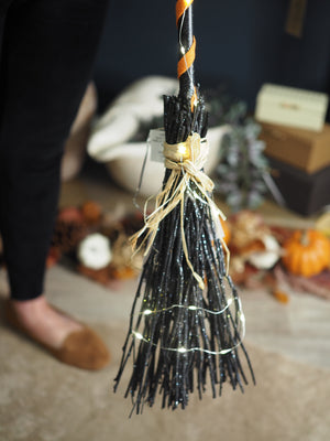 Witch's Halloween broom with LED lights