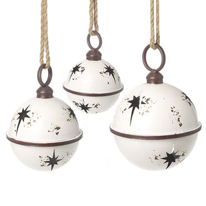 White rustic metal bells set