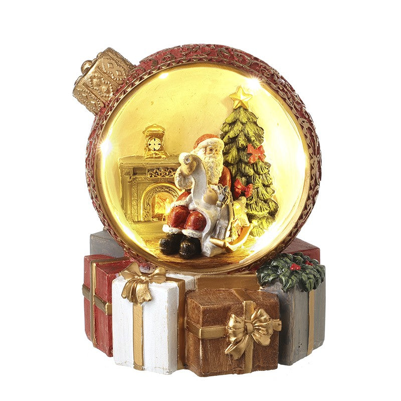 Nostalgic light up Santa in a Christmas bauble ornament