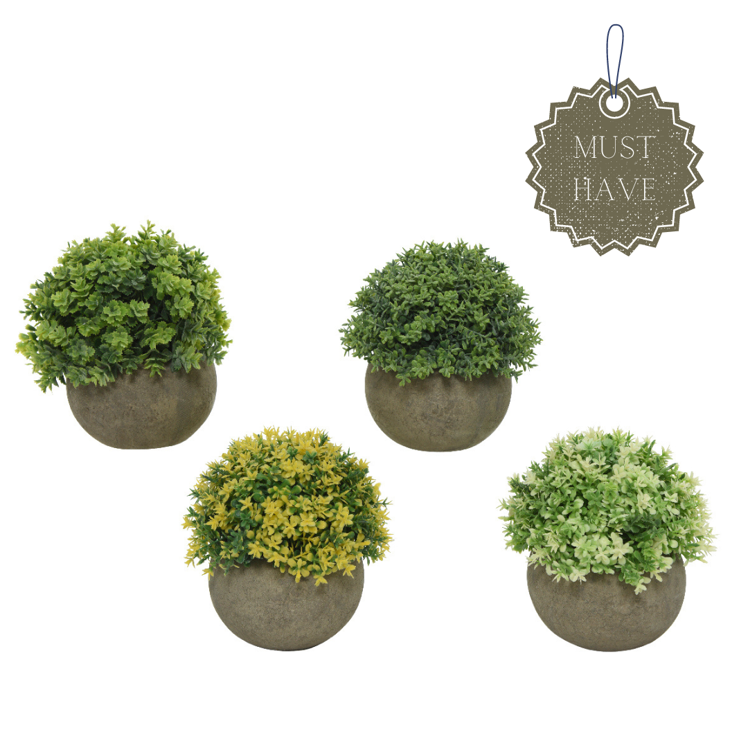 Mini faux shrub in pot (4 styles)