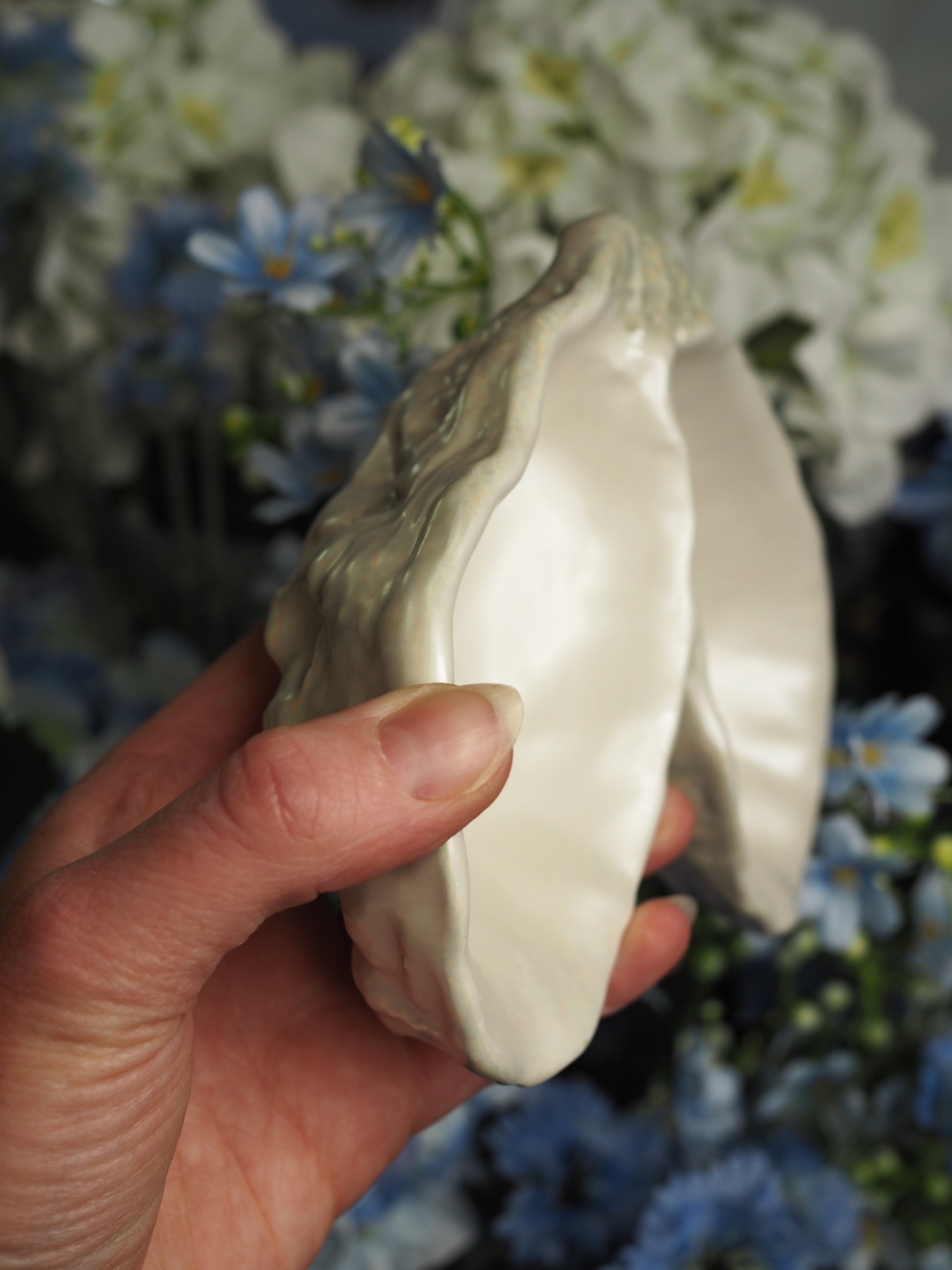 Pearlescent seashell trinket dish