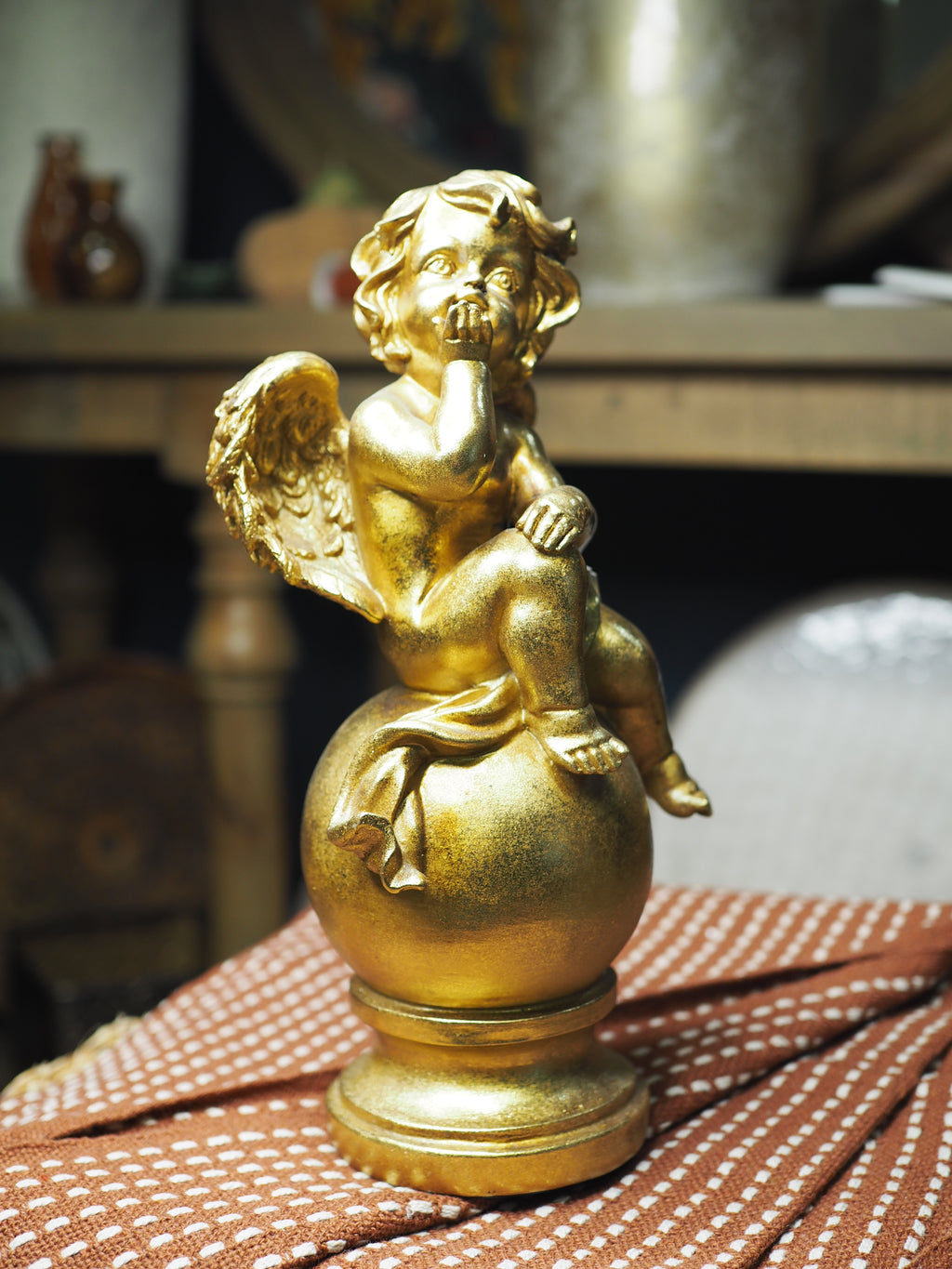 Antique style gold cherub ornament