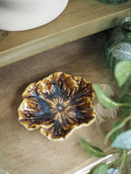 Natural reactive stoneware hellebore trinket dish