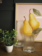 Short hammered glass vase
