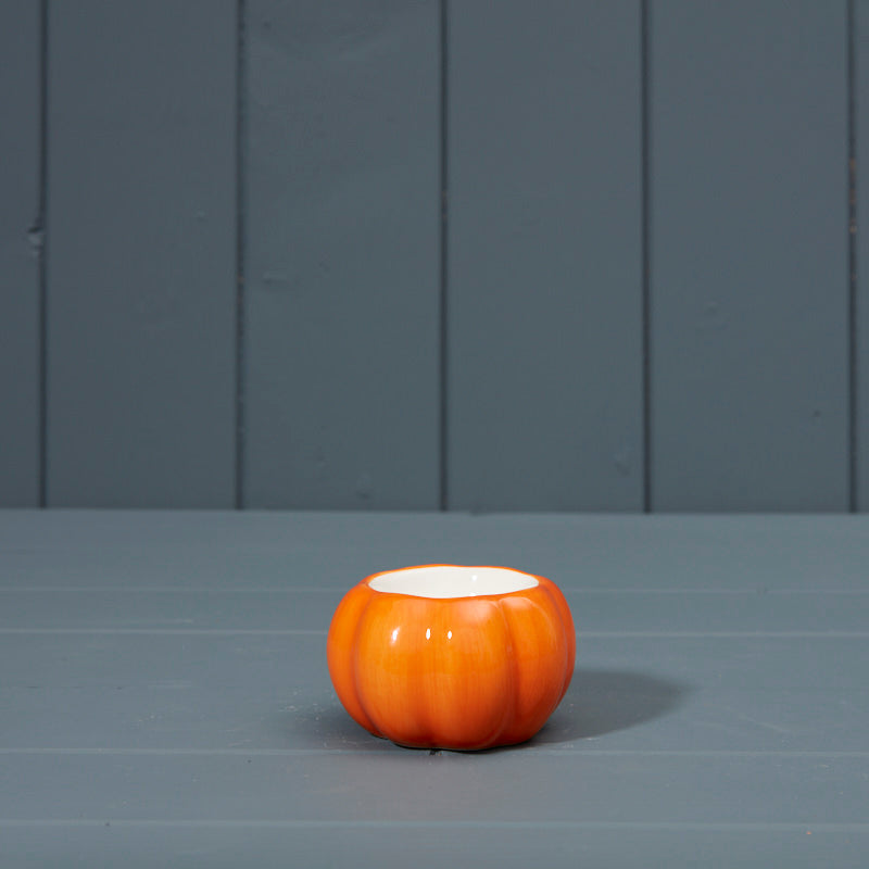 Orange Pumpkin ceramic tealight holder