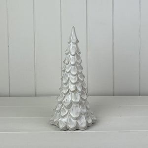 Off white layered ceramic tree ornament-large