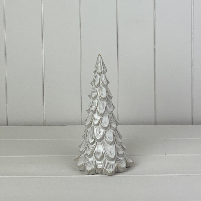 Off white layered ceramic tree ornament-medium