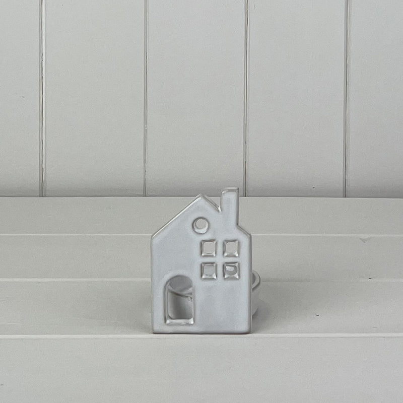 Quirky off white ceramic house tealight holder