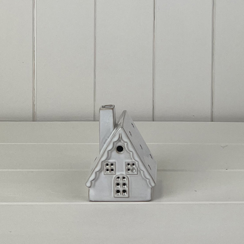 LED off white ceramic cottage/house