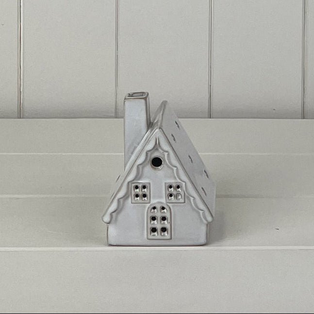 LED off white ceramic cottage/house