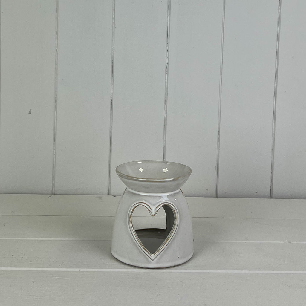 Ceramic wax/oil burner with heart cut out