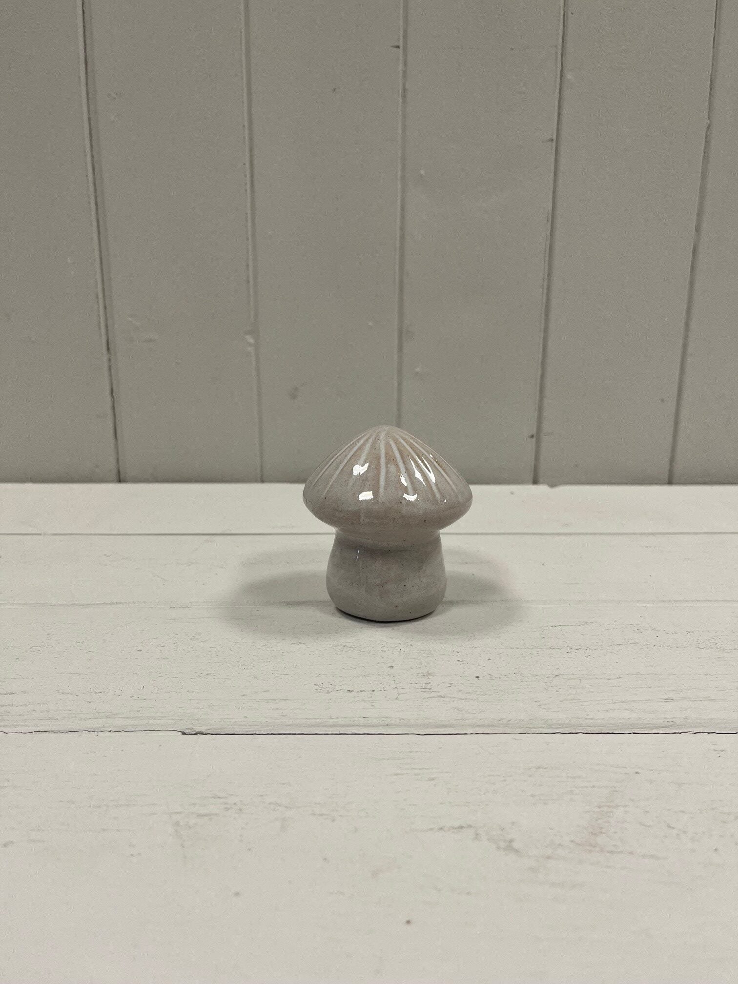 Large Glazed Ceramic Mushroom Ornament with Textured Detail