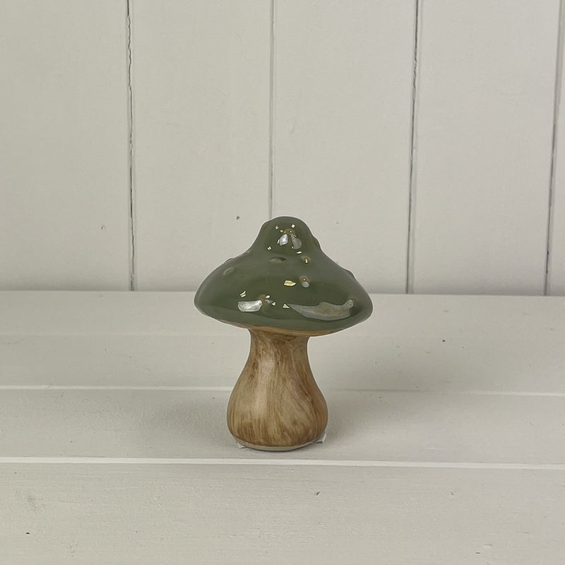 Dark green ceramic mushroom decoration (9.8cm)