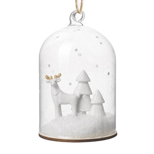 Christmas reindeer and trees cloche hanging dec