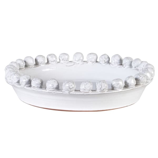 Large distressed white bobble bowl