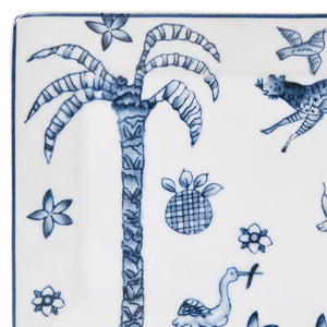 Blue & white palm tree trinket plate