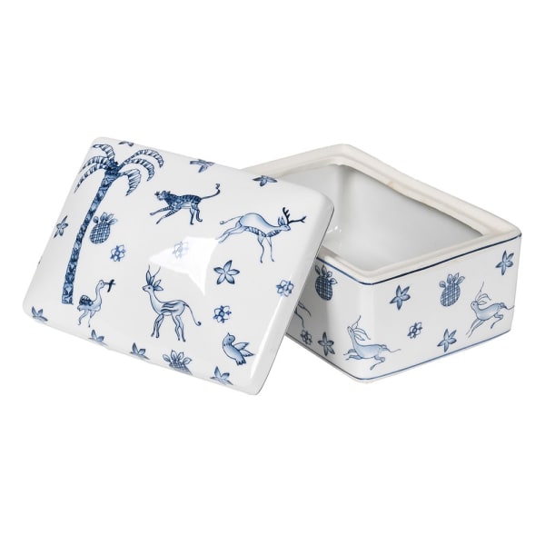 Blue & white palm tree storage box