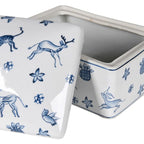 Blue & white palm tree storage box