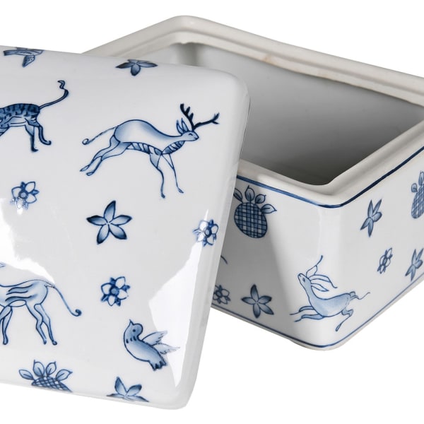 Blue & white palm tree storage box