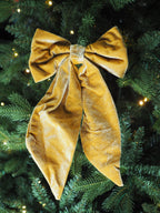 Velvet mustard clip on bow