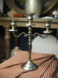 Gold metal 3-branch candelabra