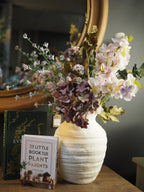 Small stoneware matt fluted neck vase