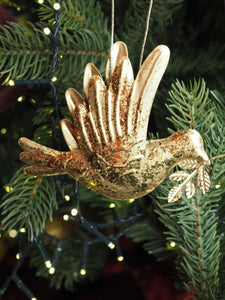 Gold partridge hanging dec