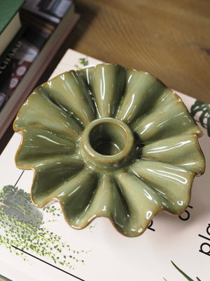 Green Porcelain Frill Candle Holder
