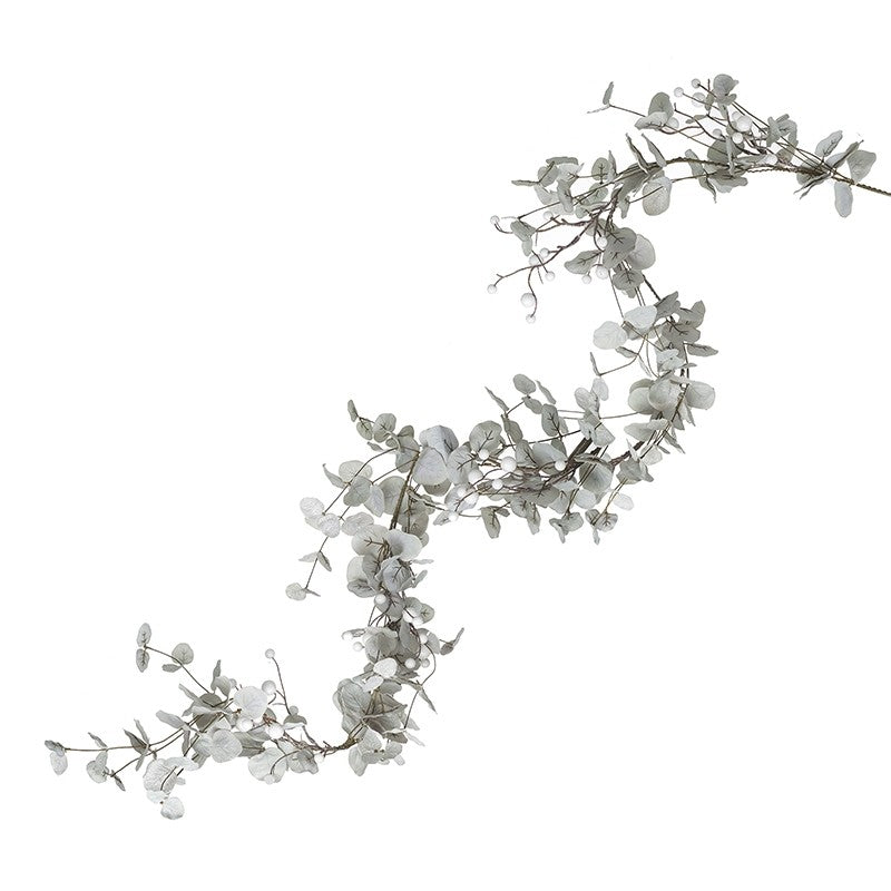 Pale grey garland with white berries
