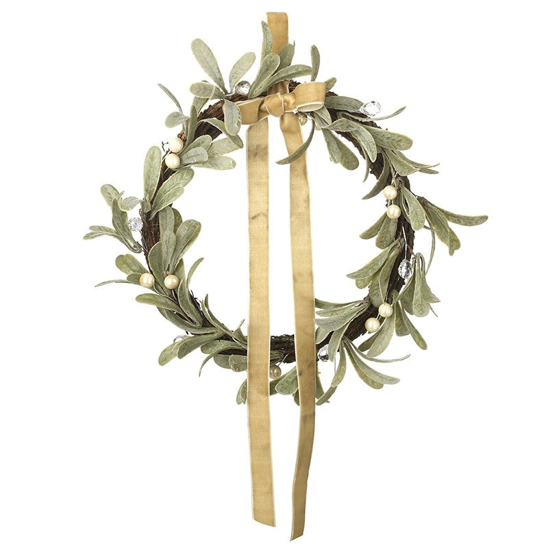 Mistletoe wreath with plush bow