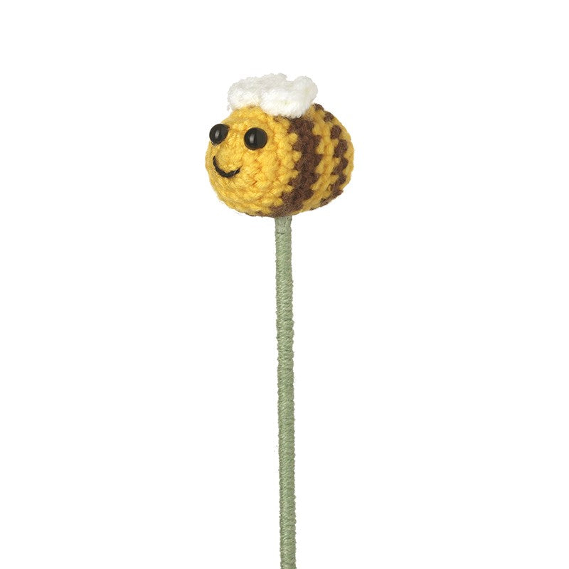 Smiley crochet bee stem