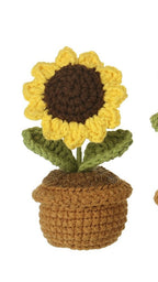 Crochet sunflower in pot