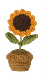 Crochet sunflower in pot