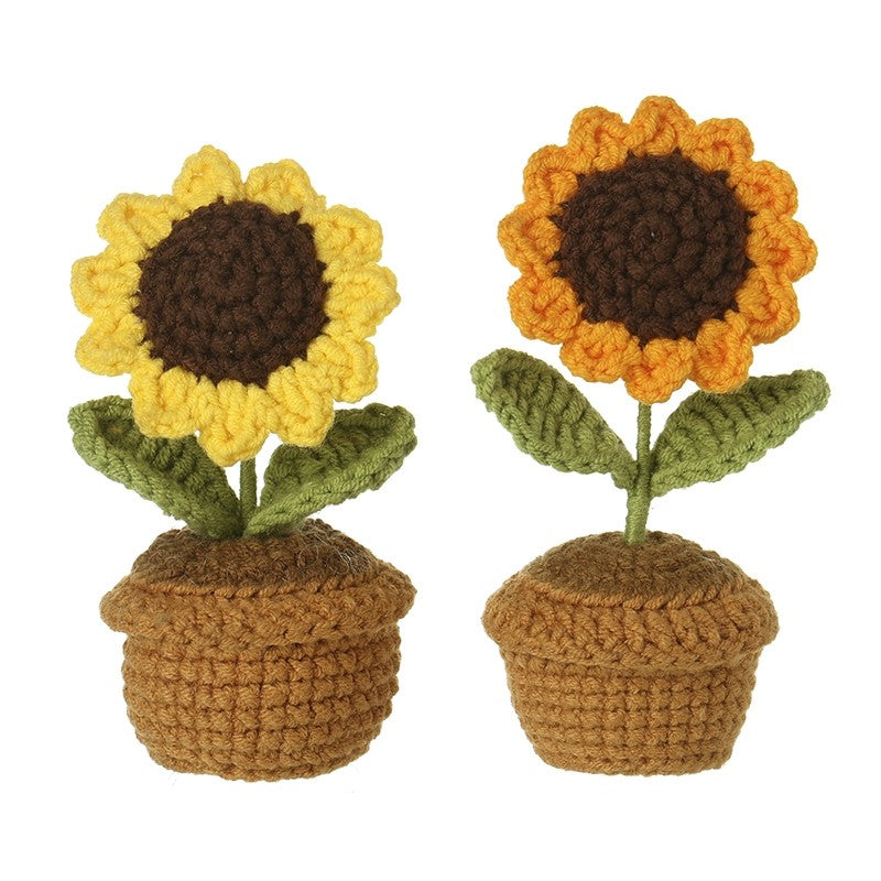 Crochet sunflower in pot