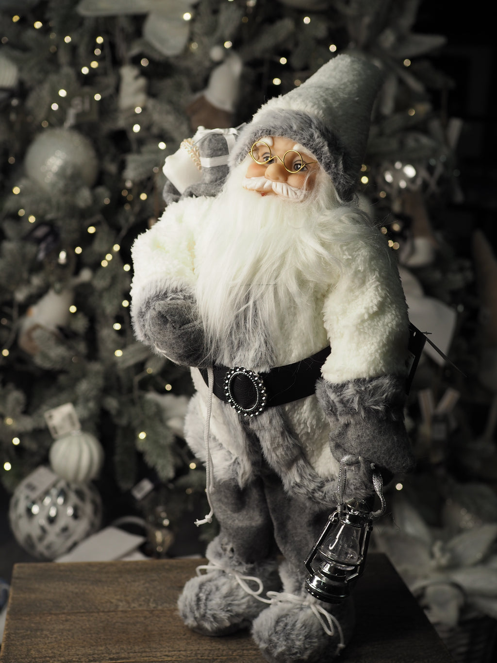 Grey and white free-standing Santa (45cmH)