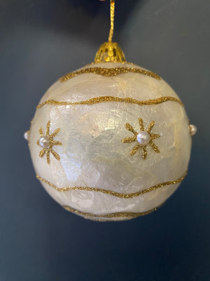 Cream and gold bauble with pearl details