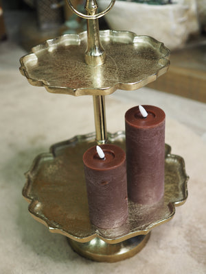Oxblood LED wax pillar candle (15cmH)
