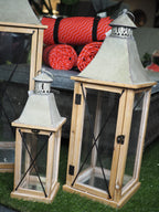 Firwood lantern with metal crossing