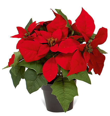 Red potted faux poinsettia