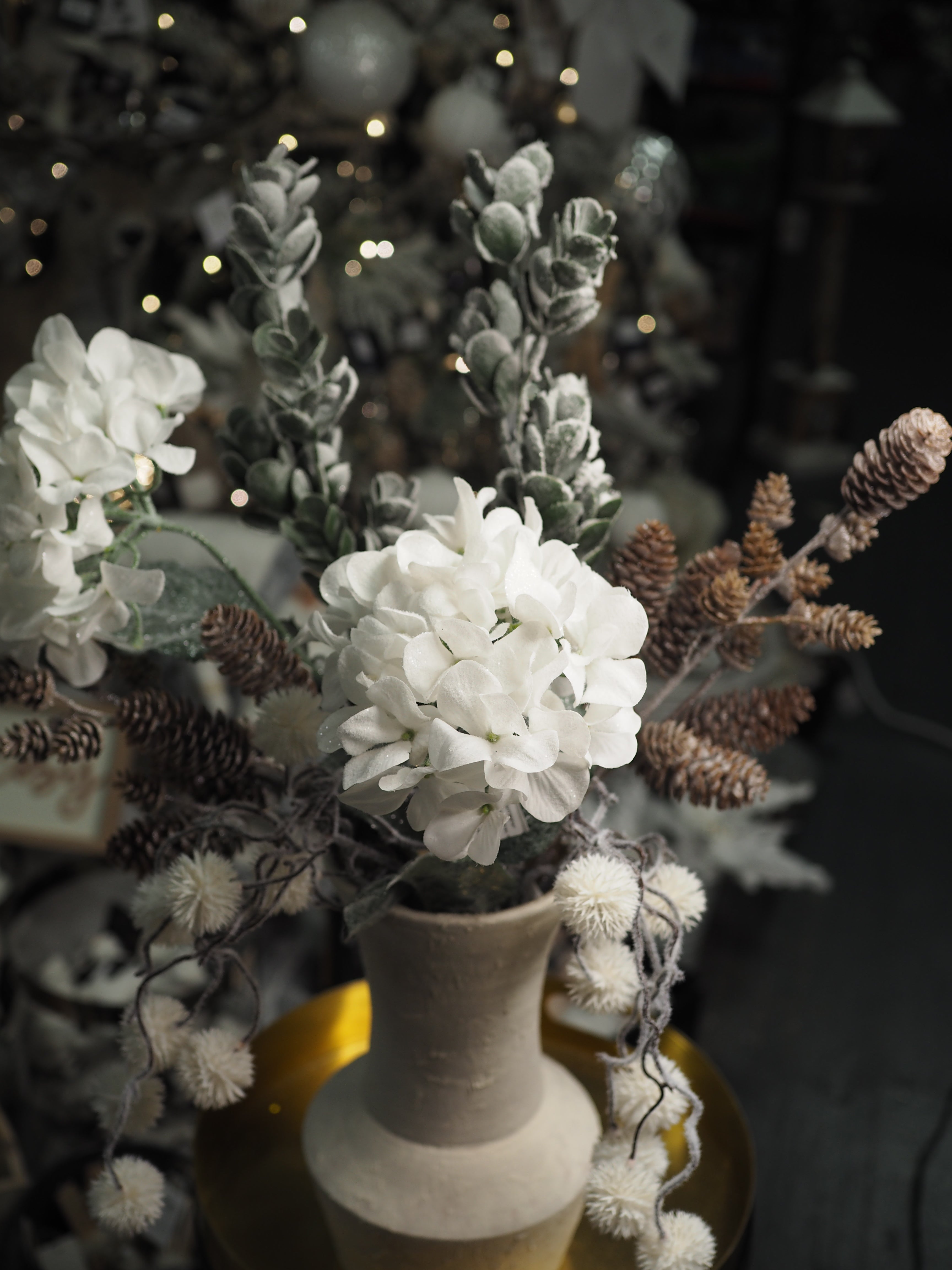 Frosted pinecones floral bouquet