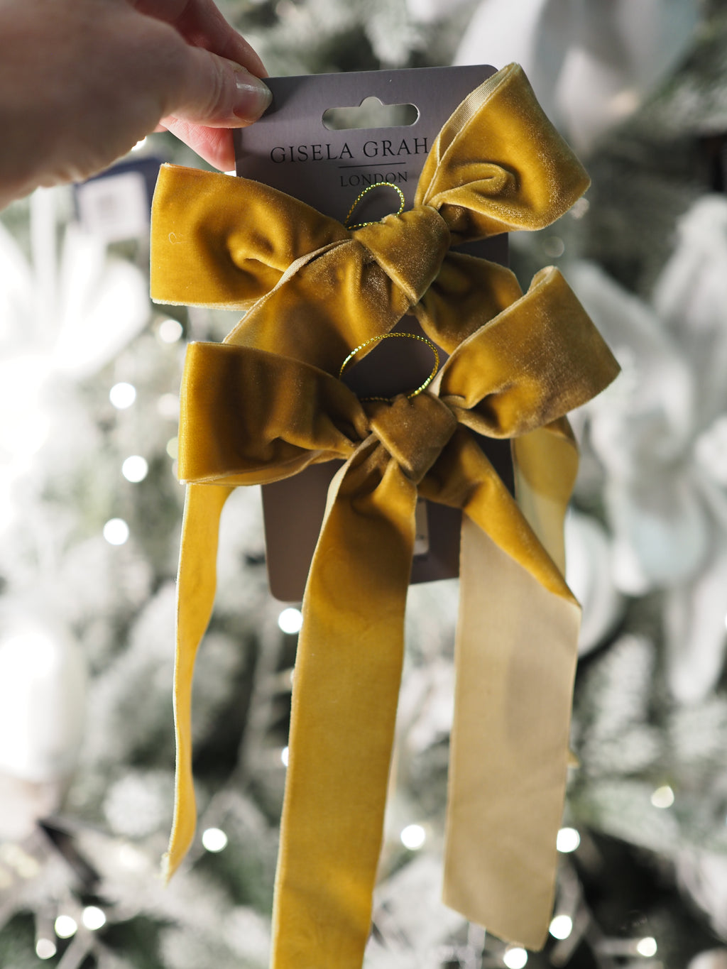 Gold velvet bow dec (Pack of 2)
