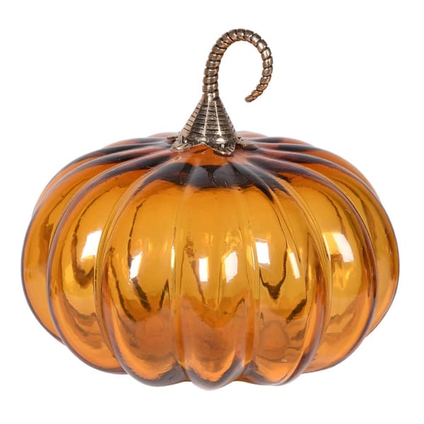 Amber pumpkin with gold stem (Large)