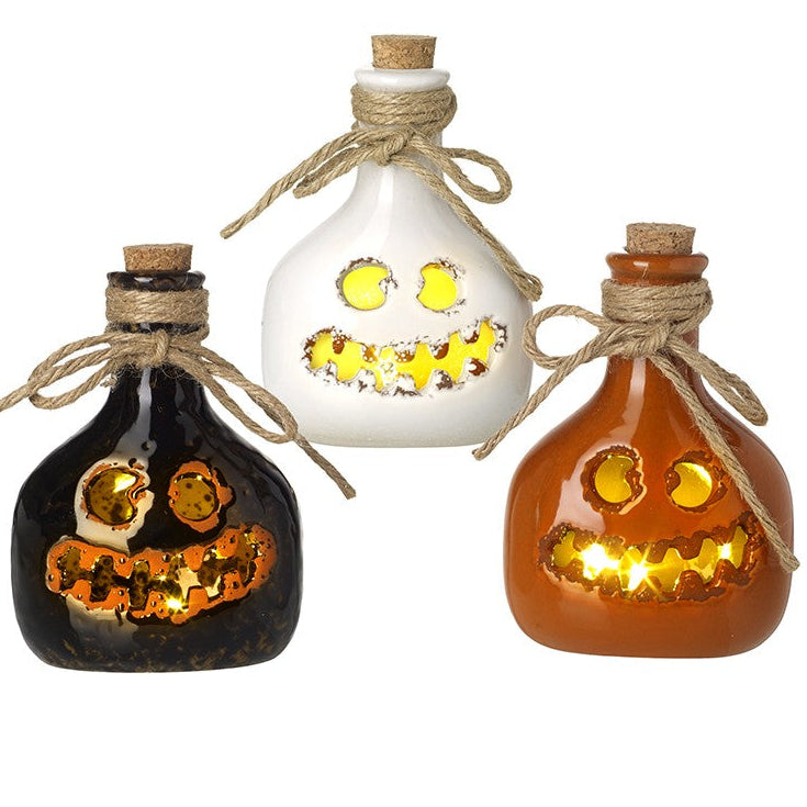 Halloween pottery light up bottles