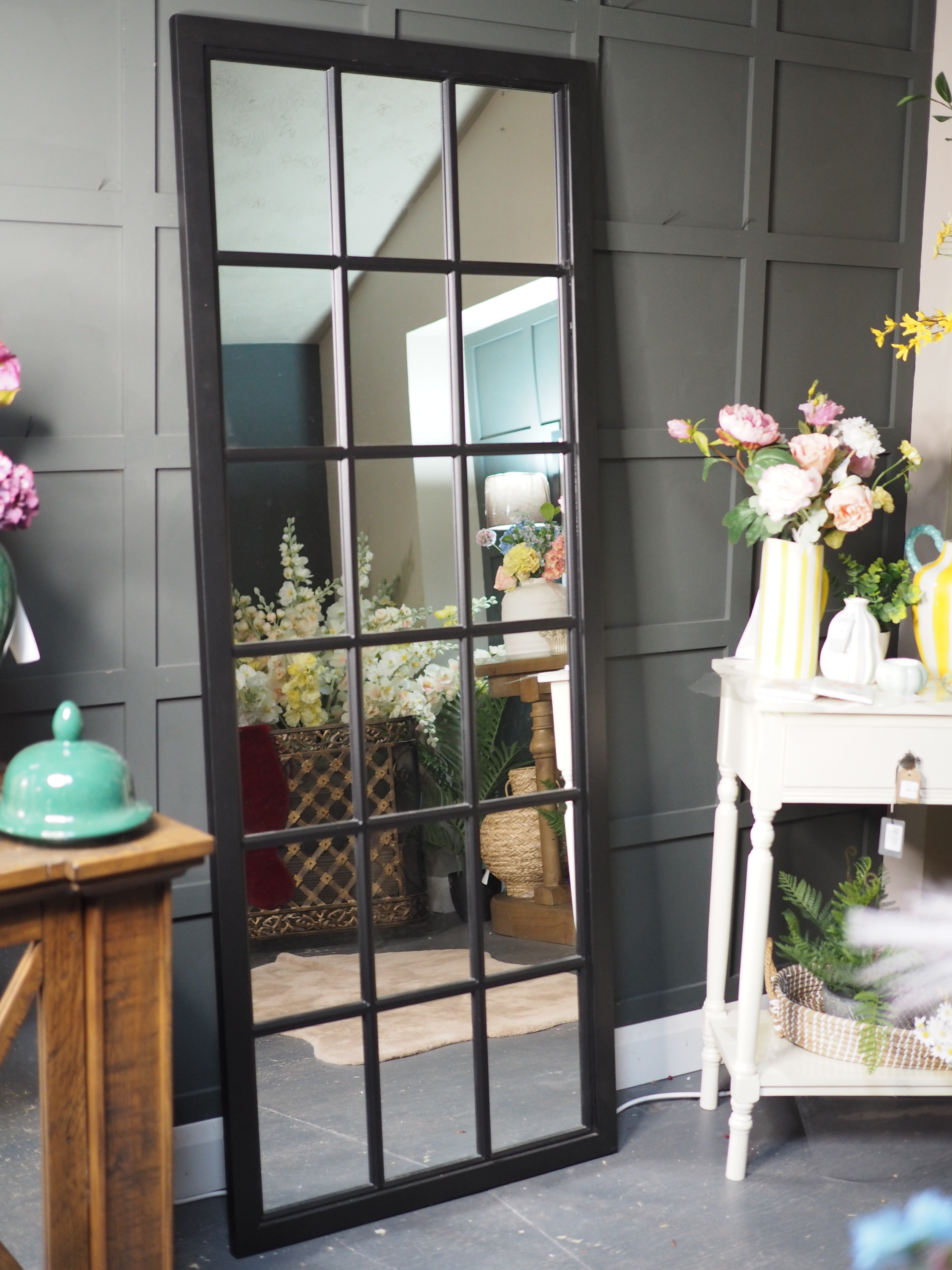 Black tall industrial style mirror