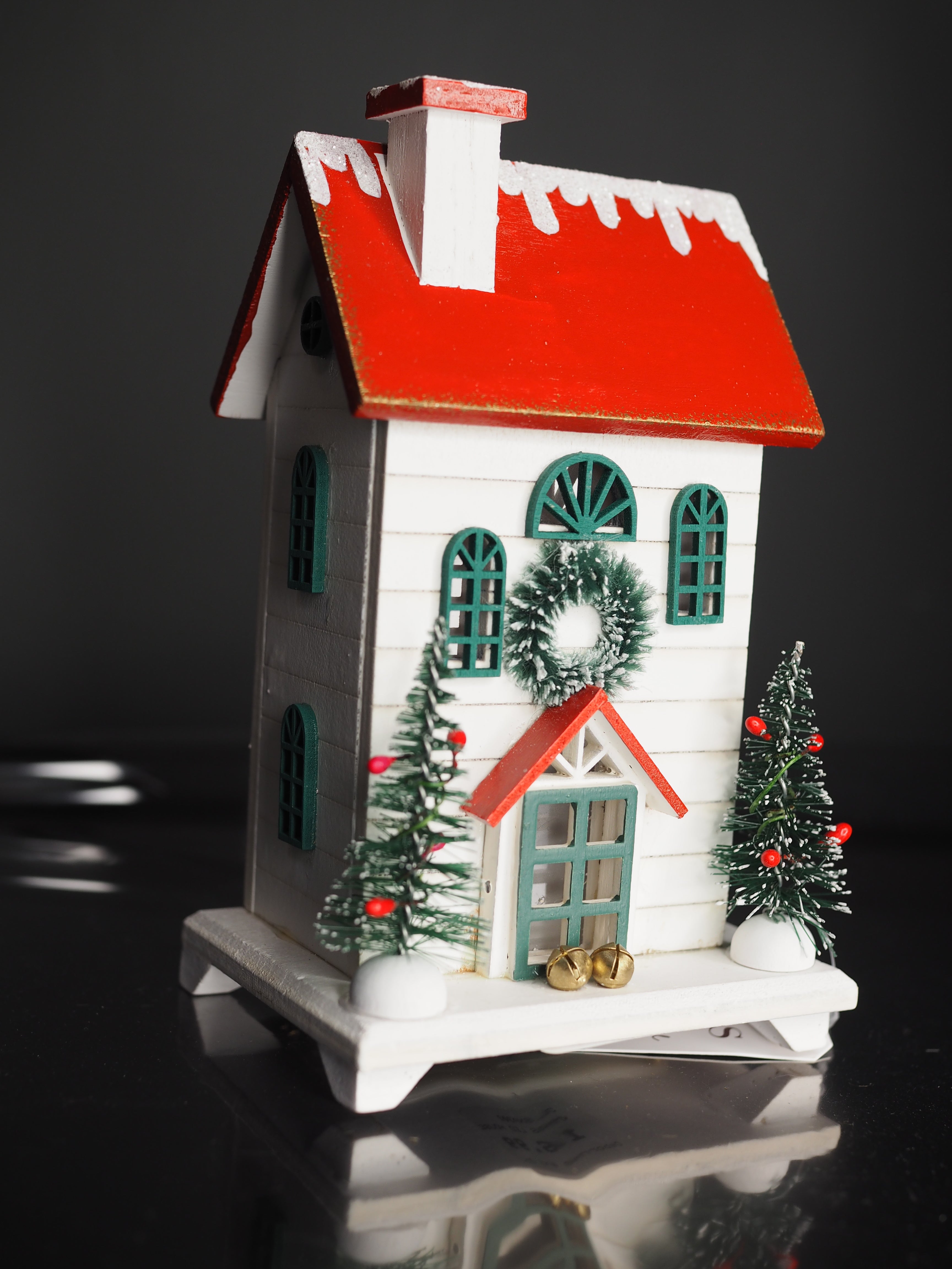 Christmas LED house with red snowy roof