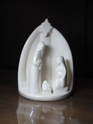 White ceramic nativity