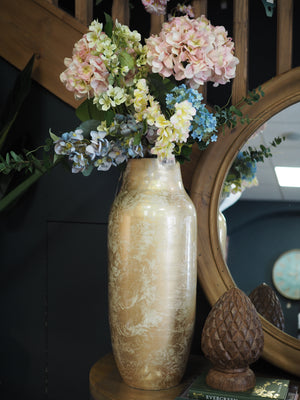 Gold glazed vase with mottled effect